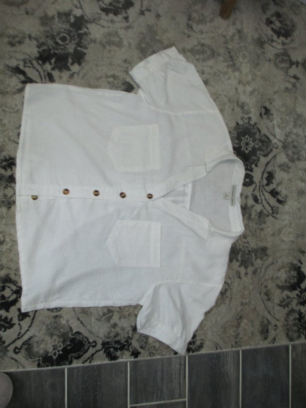 Alexander Jordan linen blend white cropped top